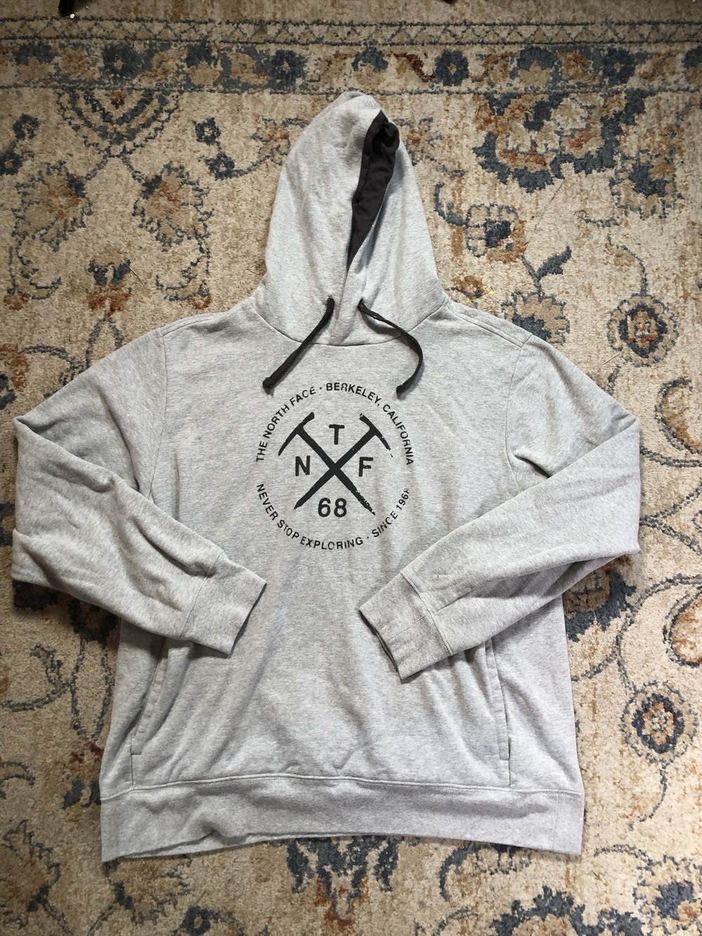 The North Face Hoodie Sweatshirt Mens XL Gray Fleece Pullover Graphic Logo